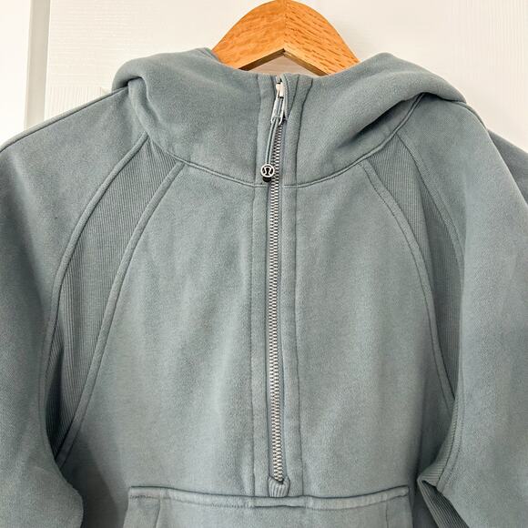 Lululemon Scuba Oversized Half-Zip Hoodie M/L Gray/ Dark Green EUC Cozy Fleece - Picture 3 of 5
